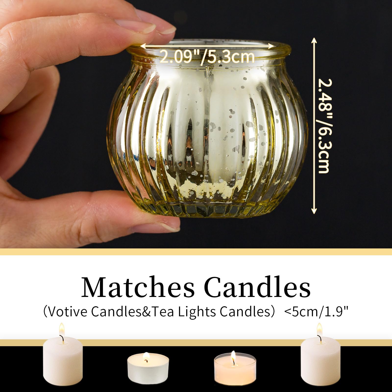 Gold Votive Candle Holders Tealight 12 Pcs Wedding