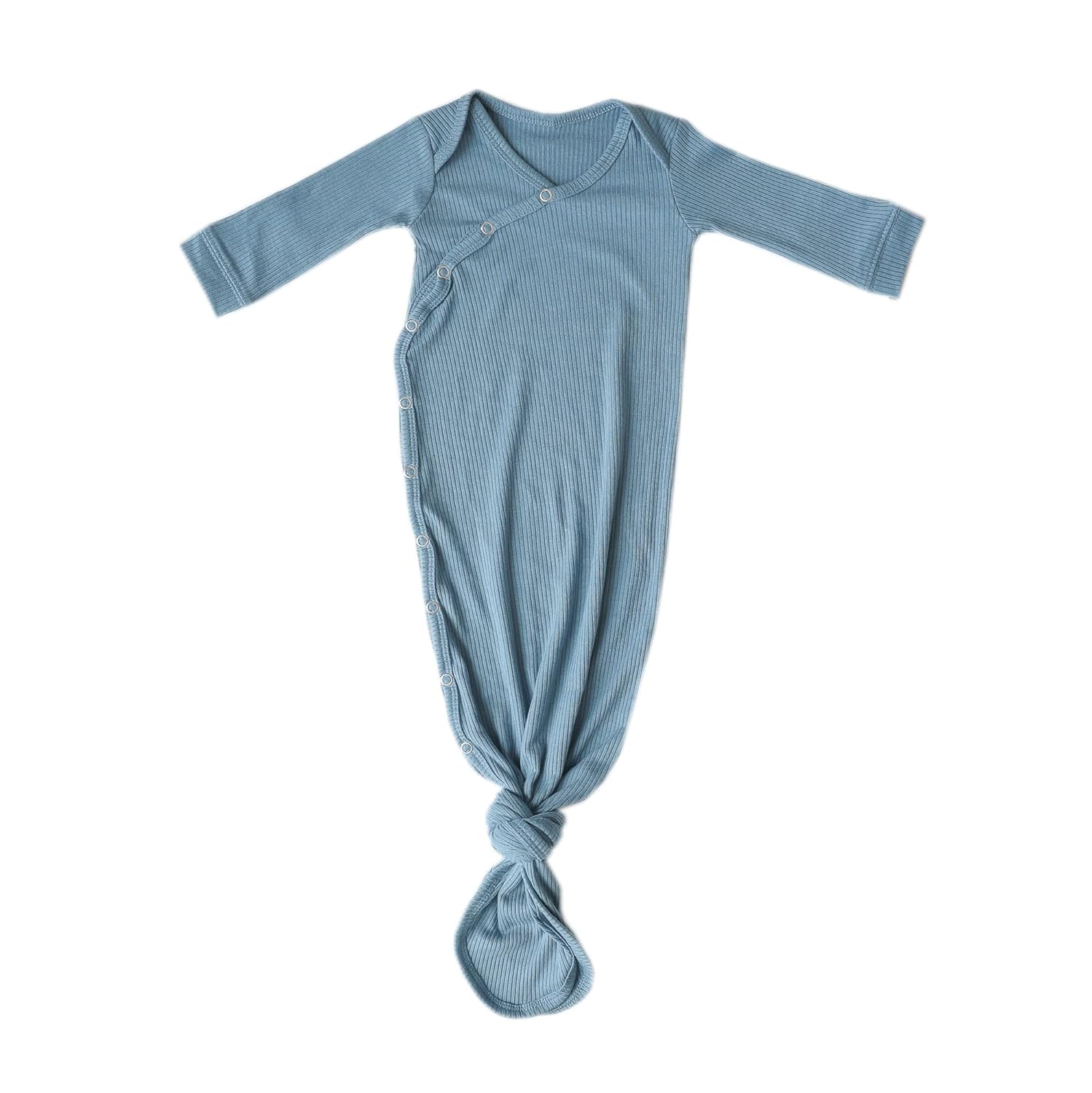 Copper Pearl Baby Gown - Knotted Newborn Sleepers for Baby Boy and Girl, Soft Stretchy Long Sleeve Infant Gowns with Bottom Tie and Hand Mittens, Perfect Hospital Coming Home Outfit (Atlantic)