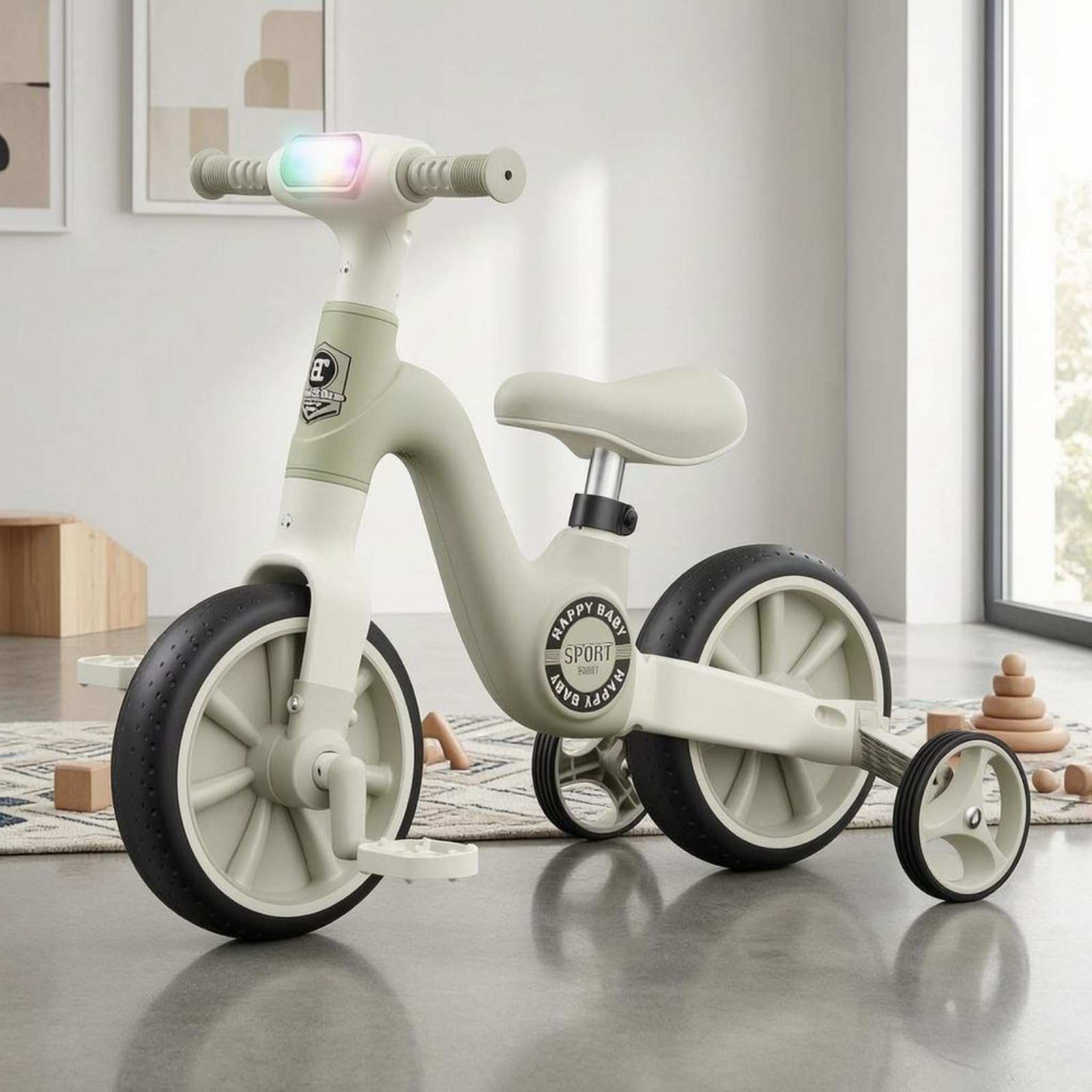 harayaa Bicicletta Senza Pedali per Bambini Bici Equilibrio Infantile 2 in 1 Sella Confortevole Impugnature Rigate Ruote di Supporto Struttura Stabile