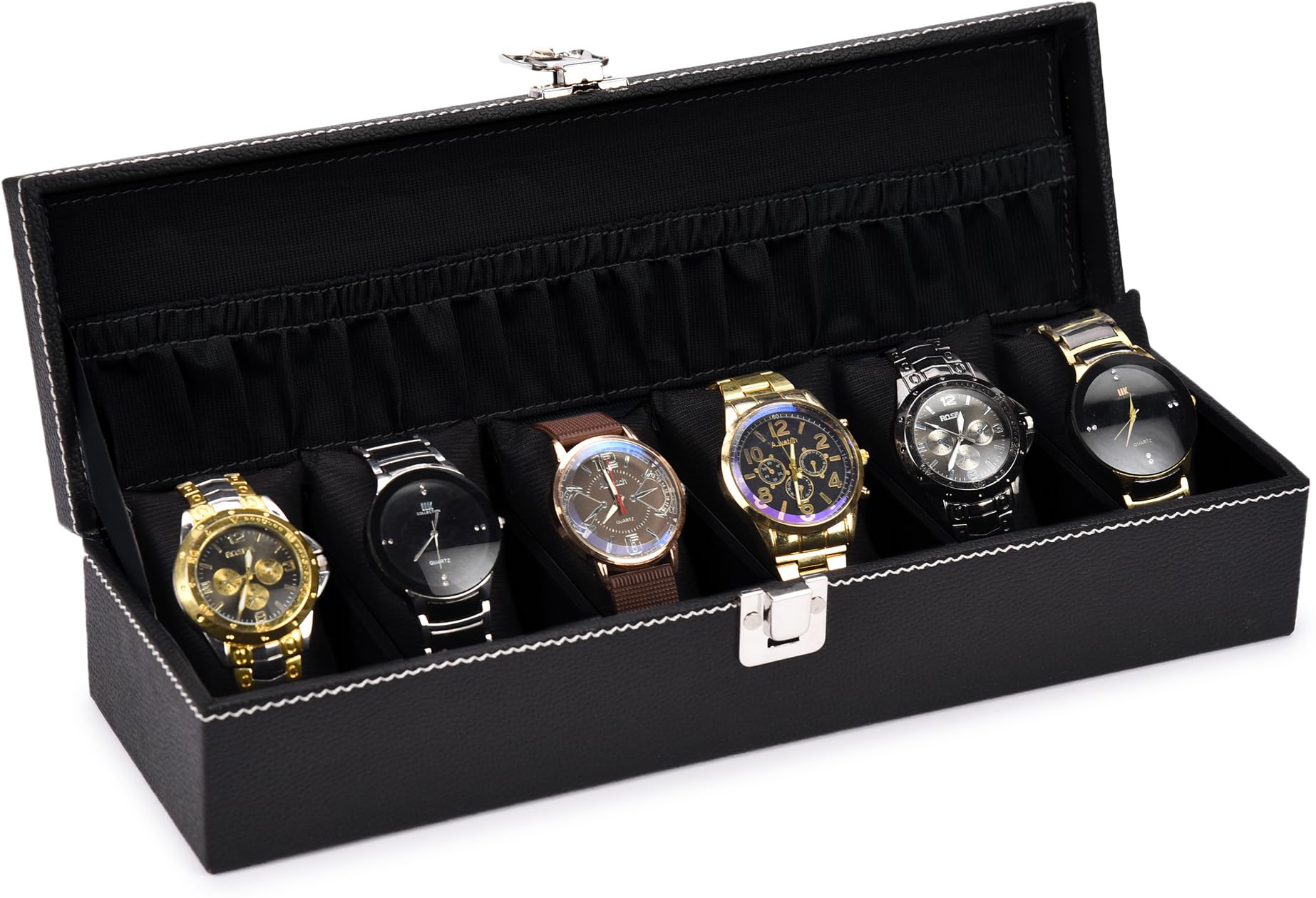 STORESHINE Mens and Womens Leatherette Watch organizer holder Case for 6 Watches in Black Maroon Color, Removable Watch Pillows, Watch Box Holder, Gift for Loved Ones (B0CB1W2LJQ) Amazon Price History, Amazon Price Tracker