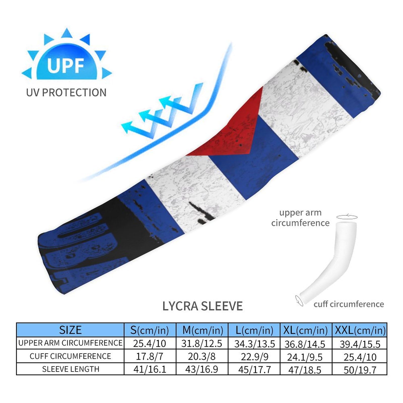 Cuba Flag Ice Cooling Arm Sleeves for Men Women,Patriotic Flag Quick Dry Sun Protection Sleeves XL