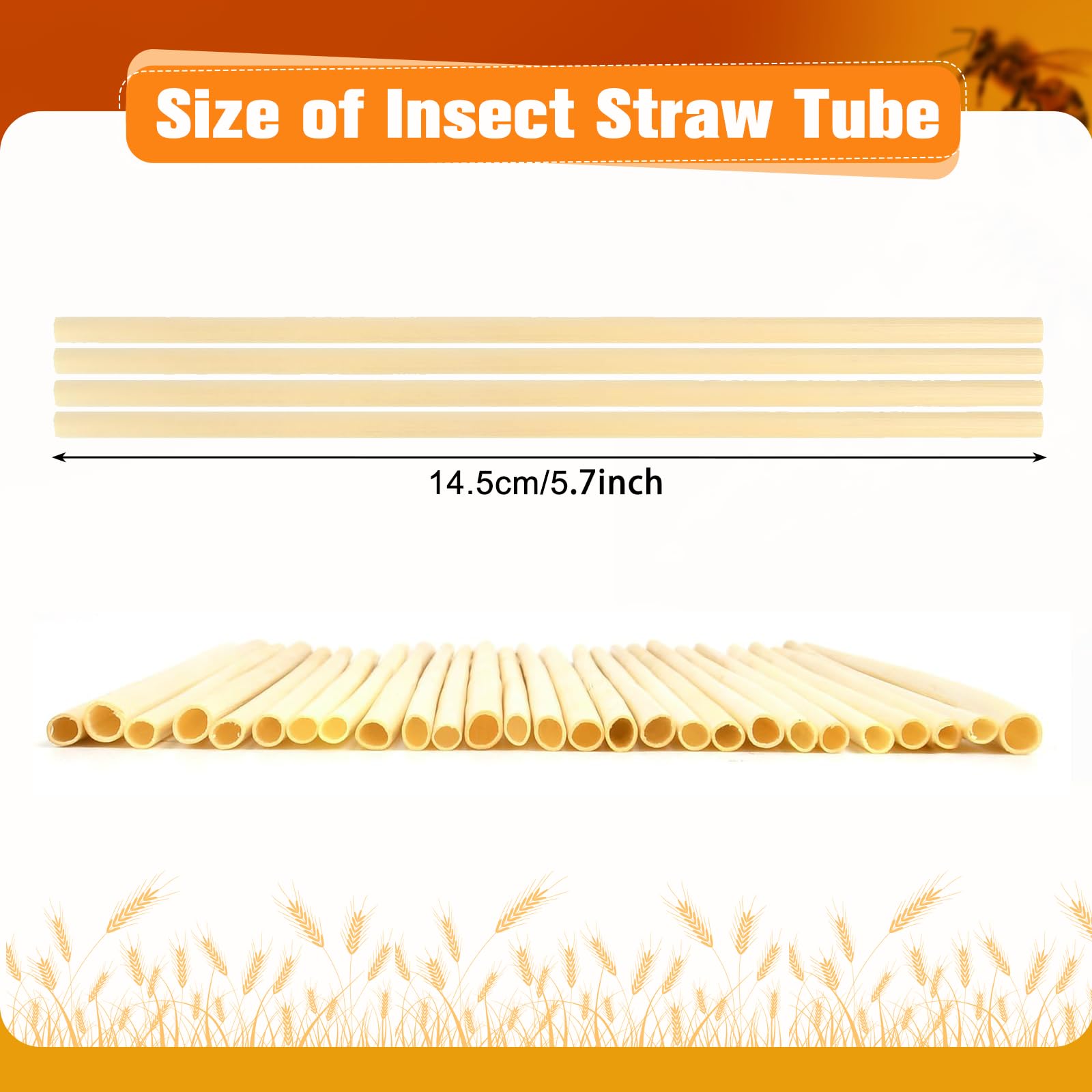 Kit Hotel de Insectos 300 Piezas - Pajitas de Trigo Tubos Nidos 14.5 cm para Abejas, Mariposas y Otros