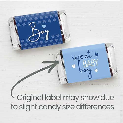 Miniatura 4 de Blue It's a Boy Baby Shower Wrappers para mini barras de chocolate, etiquetas de dulces para fiesta de bebé niño  42 unidades
