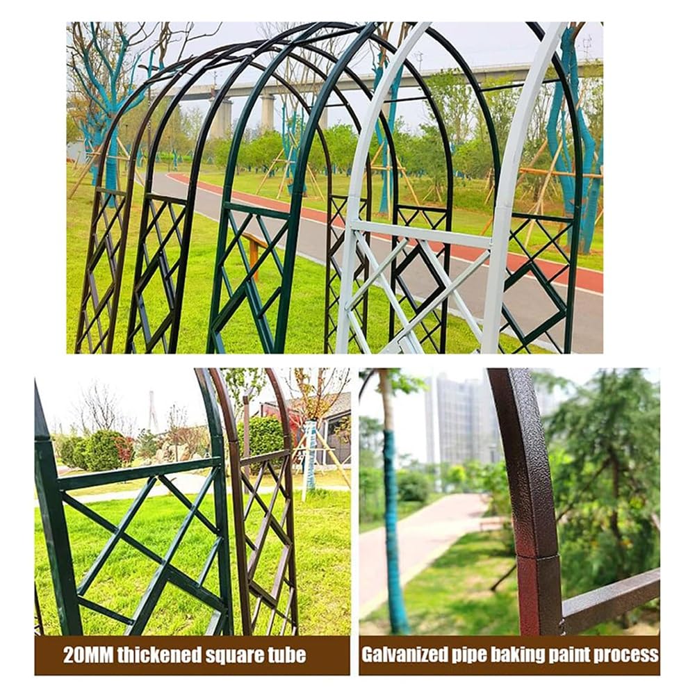 Arche de jardin en métal marron pour plantes grimpantes - Support de treillis en fer - 2 m de large x 2,7 m de haut - Parfait pour les rosiers, les vignes et l'aménagement paysager du jardin