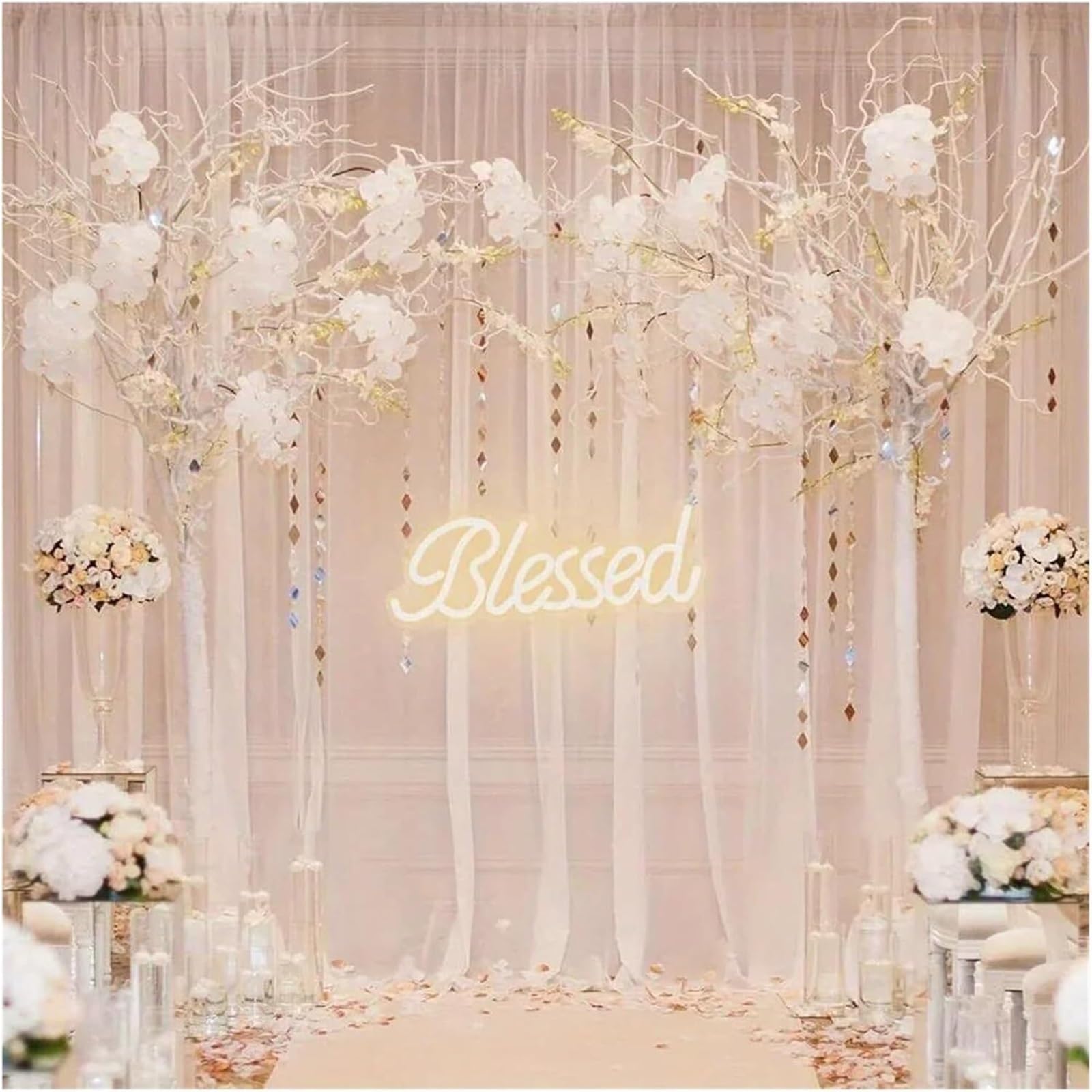 Lampada al per neon con scritta "Blessed" dall'atmosfera rilassante, alimentata da,luce per decorazioni murali