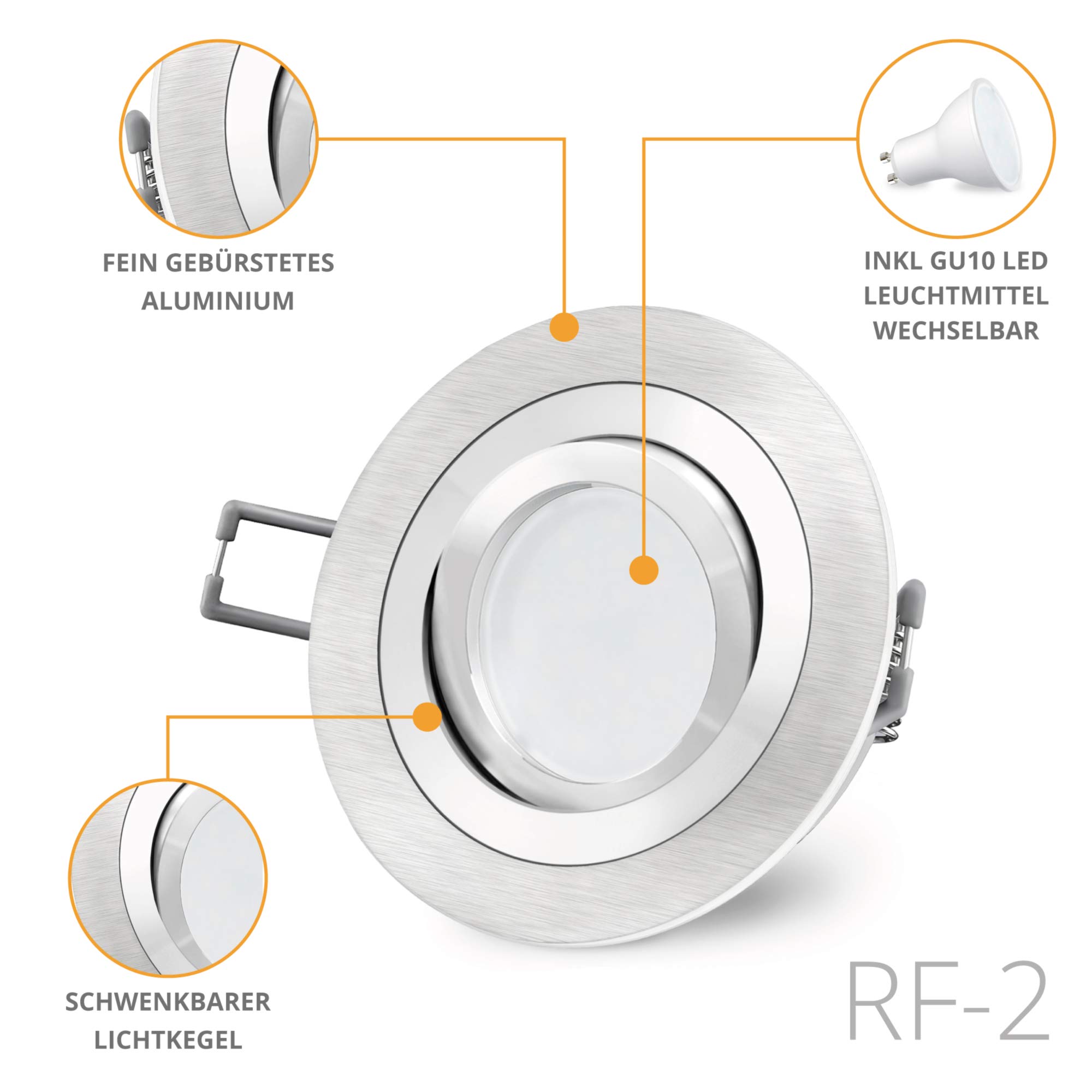 Spot Encastrable Orientable De Forme Ronde Avec Intérieur Carré