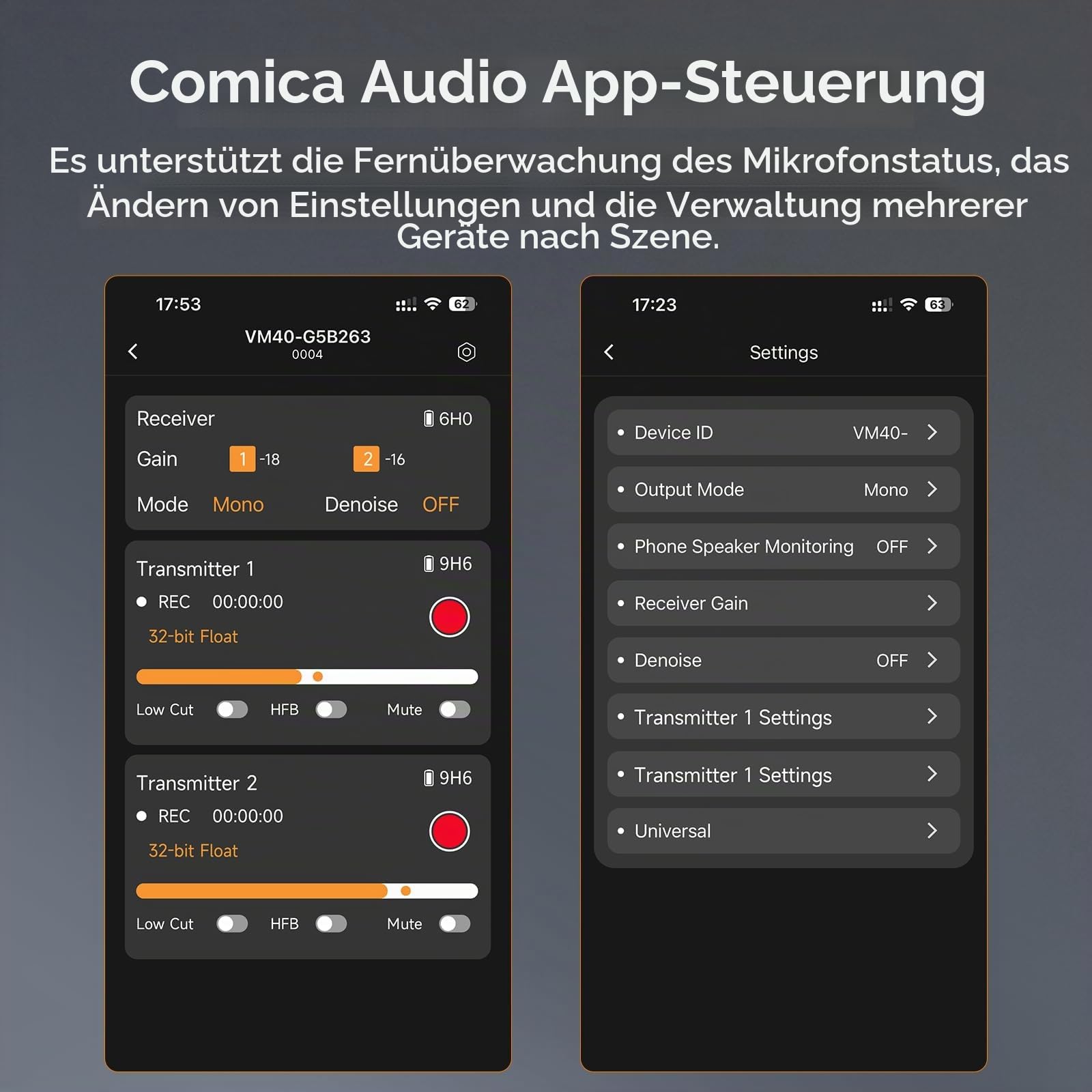 COMICA VM40 Combo Zweikanalige Kabellos Kamera Richtmikrofon (1RX + 2TX) | 32G Onboard-Aufzeichnung, 48kHz/32Bit Auflösung, Noise Cancelling, für Canon, Nikon, Sony Kamera, Camcorder, Content Creation