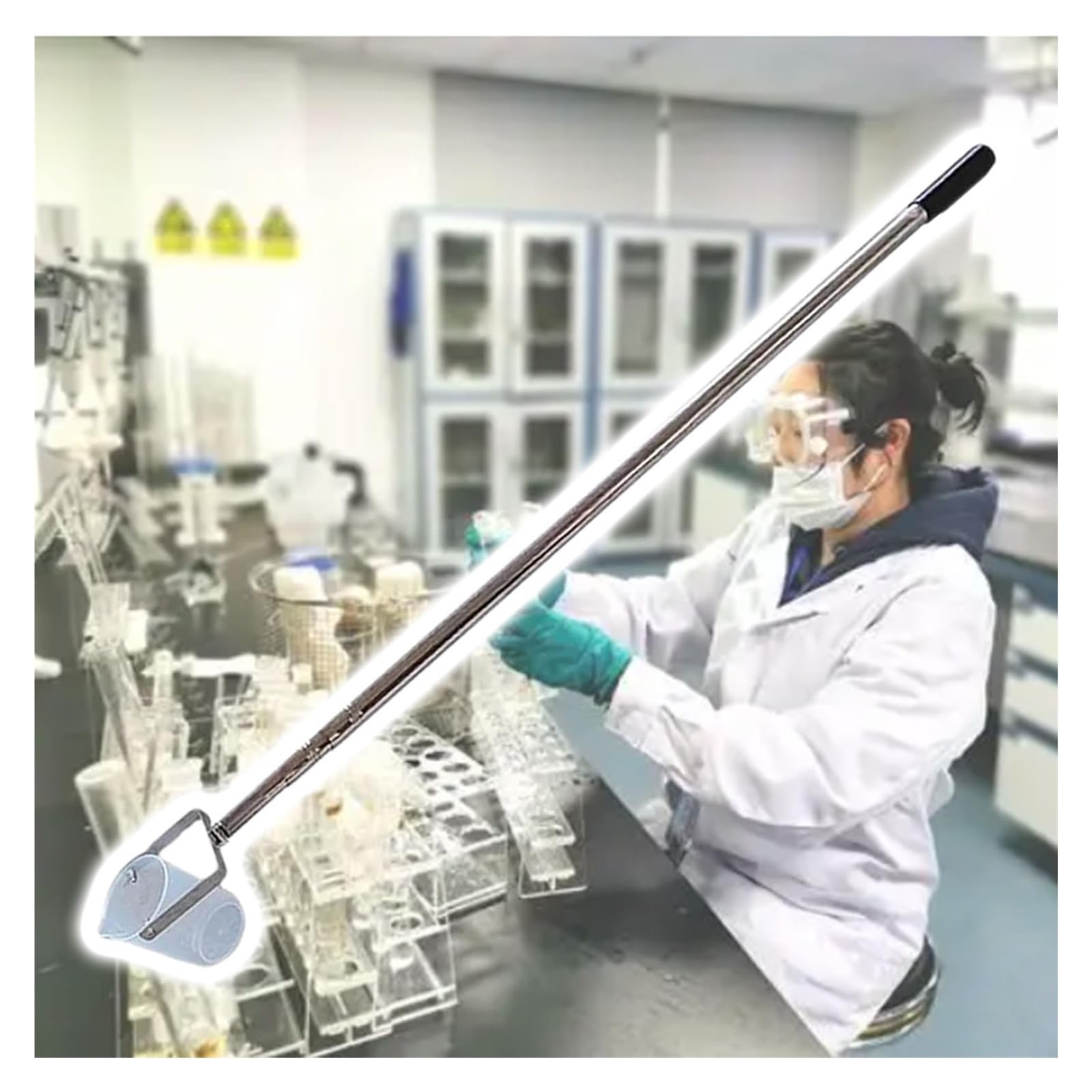Muestreo de agua Poste Cazo Tomamuestras de Agua Telescópico, Cazo Tomamuestras de Agua de Acero Inoxidable para Laboratorio, Cazo Tomamuestras Péndulo Desmontable con Agarre Antideslizante(1000 mL,L