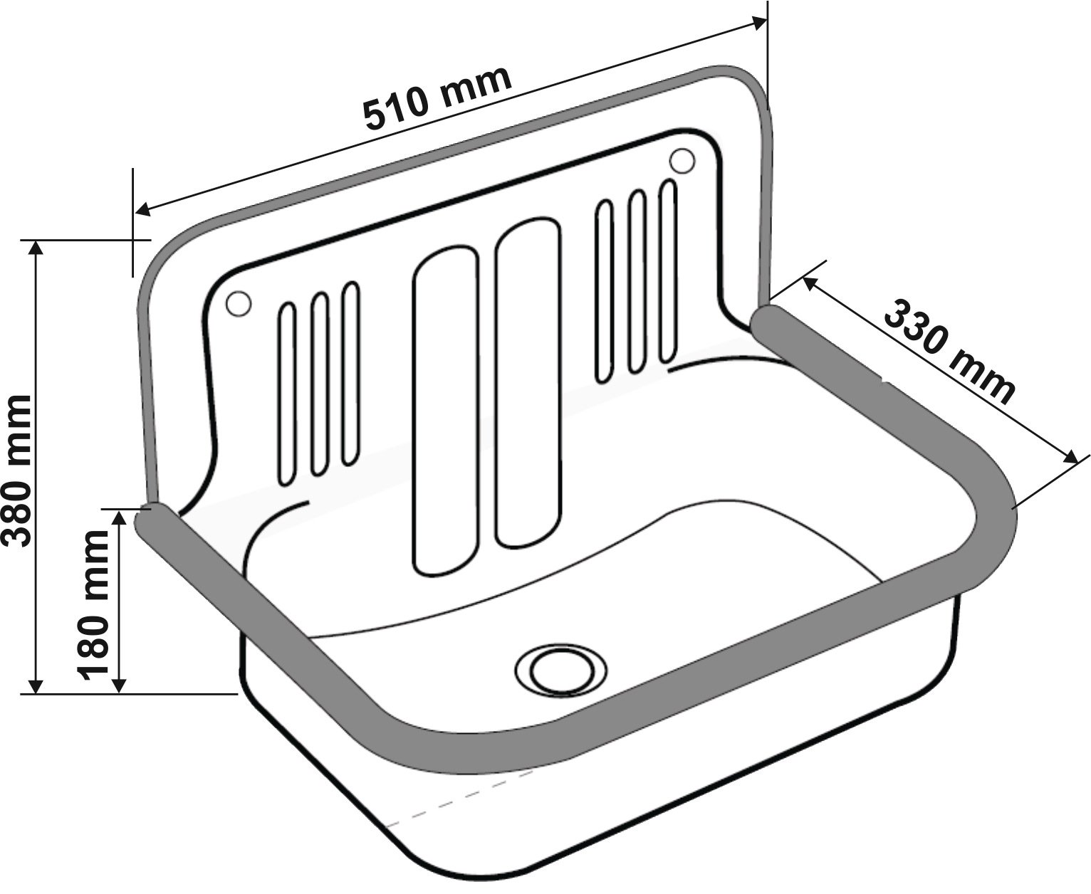 Cornat AGBSET50 Évier en acier avec kit d'accessoires, 50 cm, 1 pièce