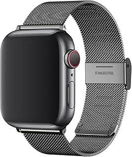 Replacement Bands Compatible with Apple Watch 44mm 42mm 40mm 38mm, Stainless Steel Watch Band for iWatch 6 SE 5 4 3 2 1 (44mm/42mm, Black)