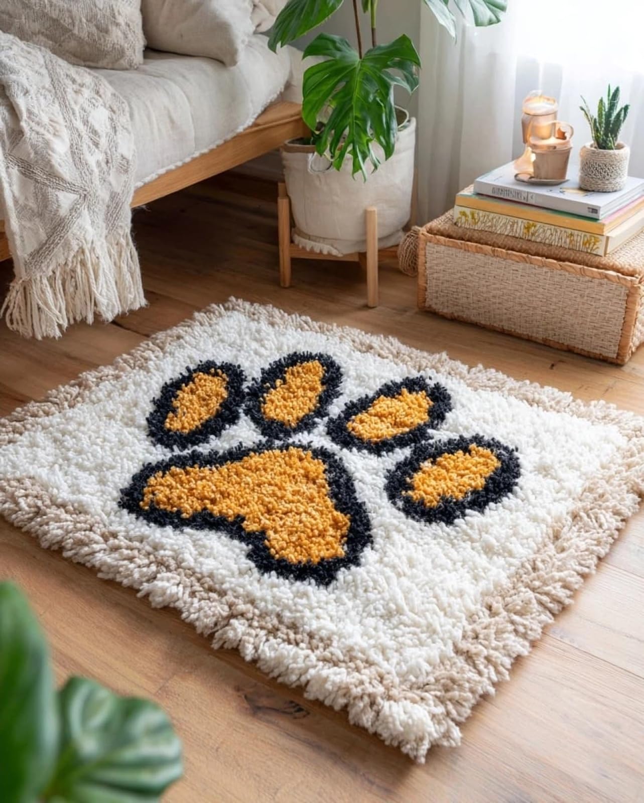 Wallphantom Latch Hook Rug Kit,Dog paw Prints