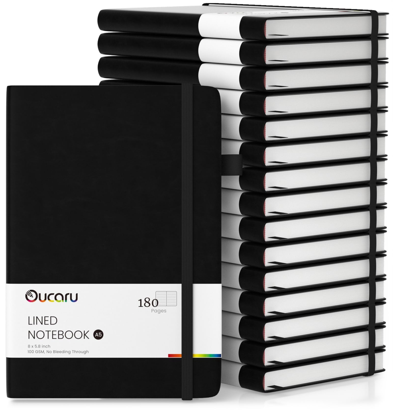 Oucaru Lined Journal Notebook, 16 Pack, 180 Pages, A5 Journals for Writing, 100 GSM Thick Paper, Small Notebooks Daily Journal for Women Men Work, Business, School, Travel Supplies — image 1