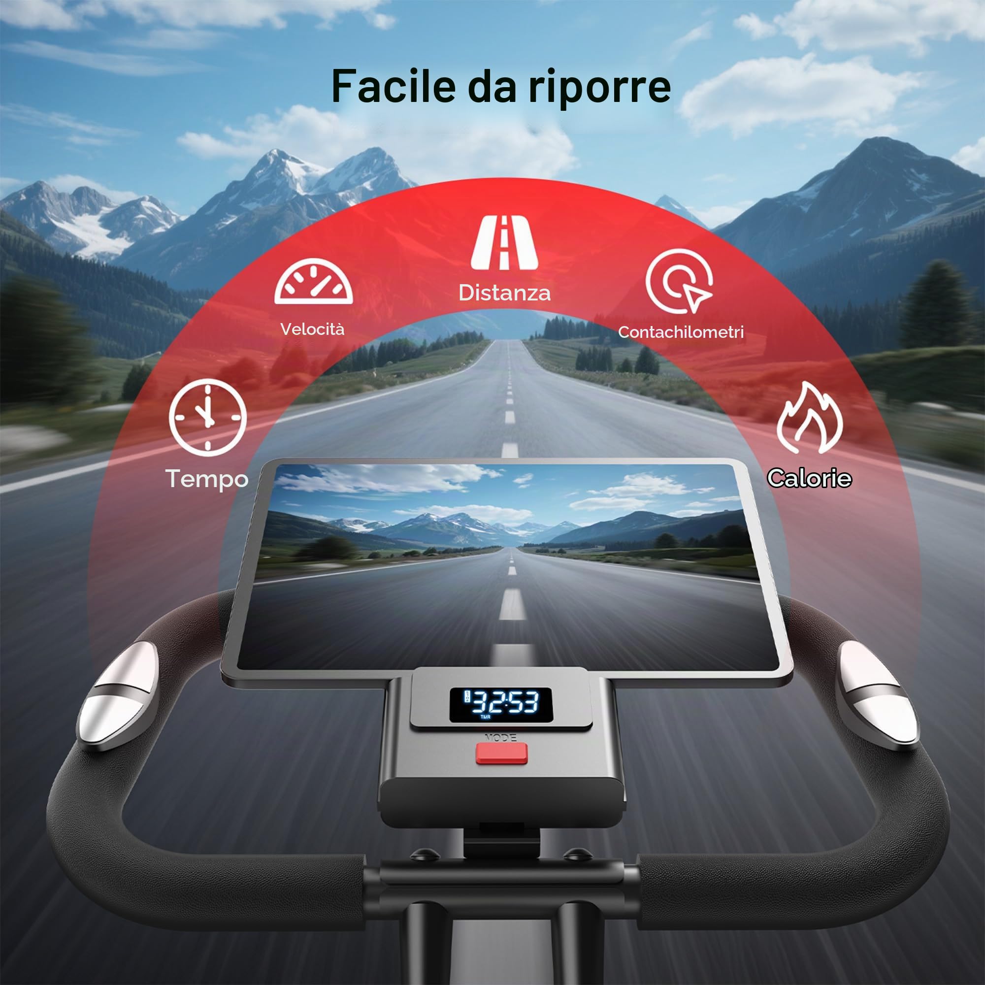 Cyclette per Casa Pieghevole 5 in 1 con Schienale, Cyclette Magnetica con Display LCD e Bande Elastiche, Spin Bike Silenziosa fino 136 kg