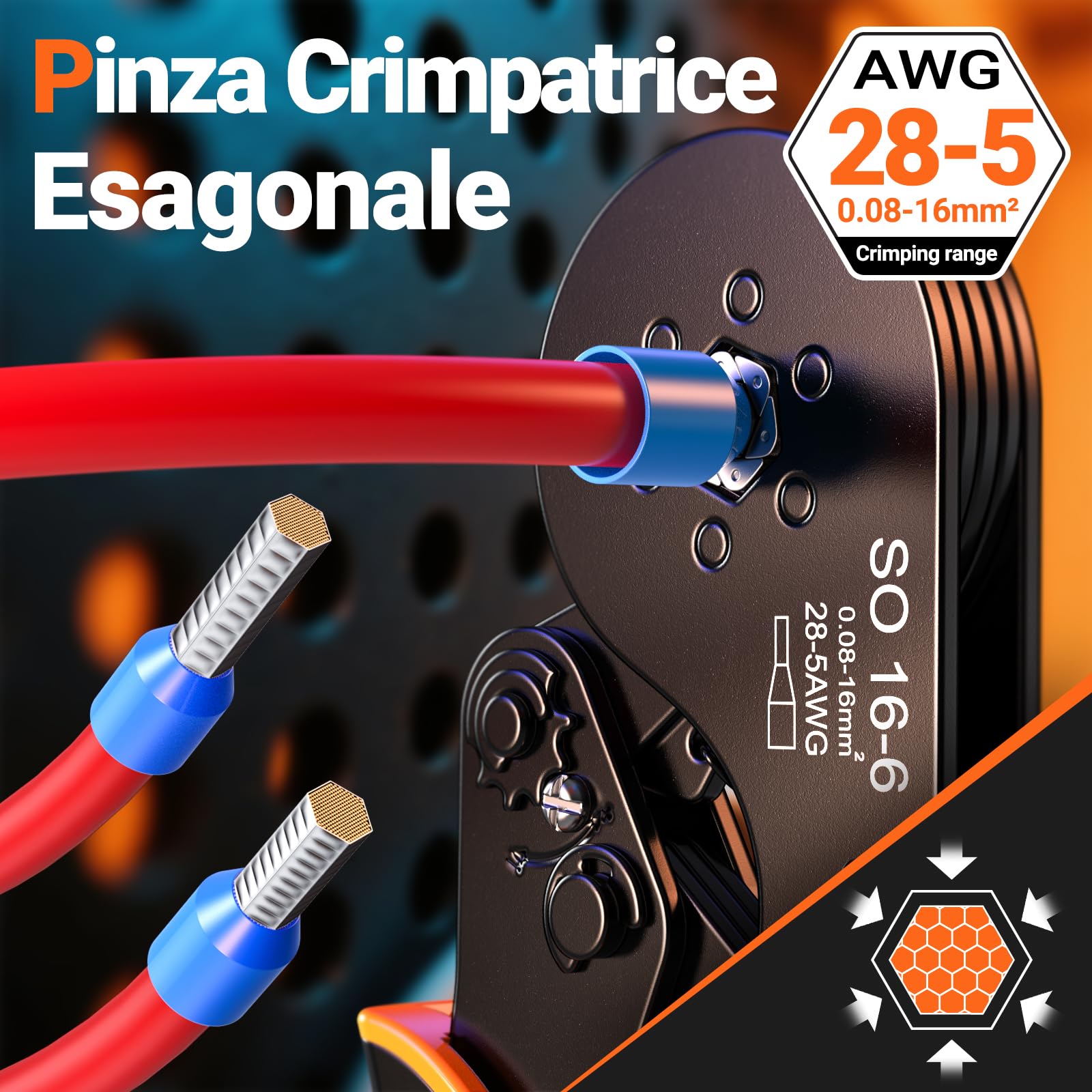 Pinza Crimpatrice per Capicorda 0,08-16mm², 1500 Pezzi Puntalini Elettrici, Crimpatrice Puntalini, Pinza Capicorda, Attrezzi Elettricista, Kit Elettricista Completo
