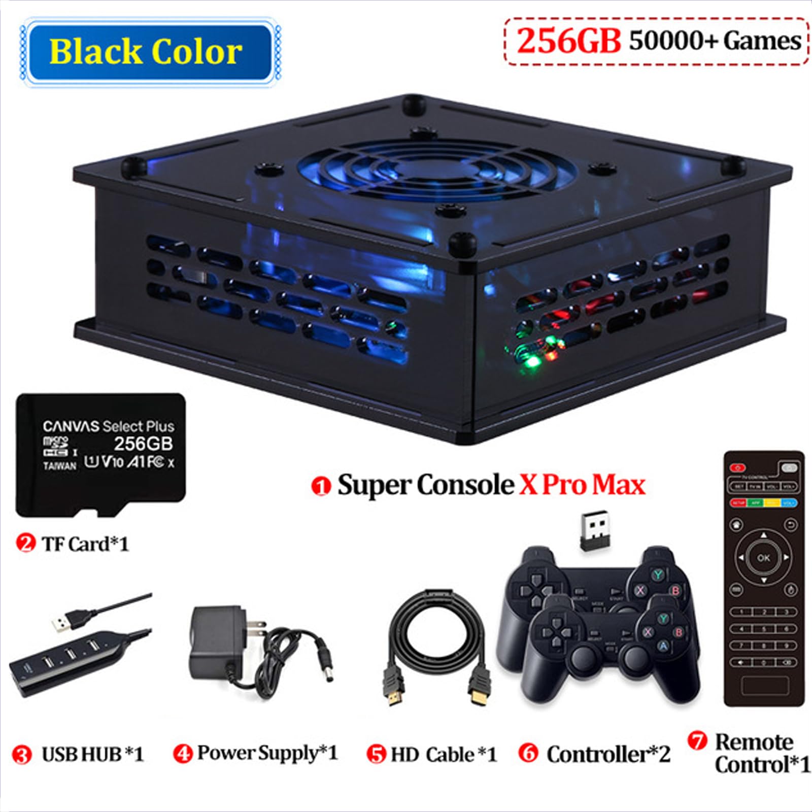 Super Console X PRO Plus, Konsola Do Gier Retro 256G, Konsola Do Gier Retro Z Wyświetlaczem HD I 2 Konsolami Do Gier, System Gier Android I Emuelec W 1, Dla Wyjścia TV 4K HD/AV