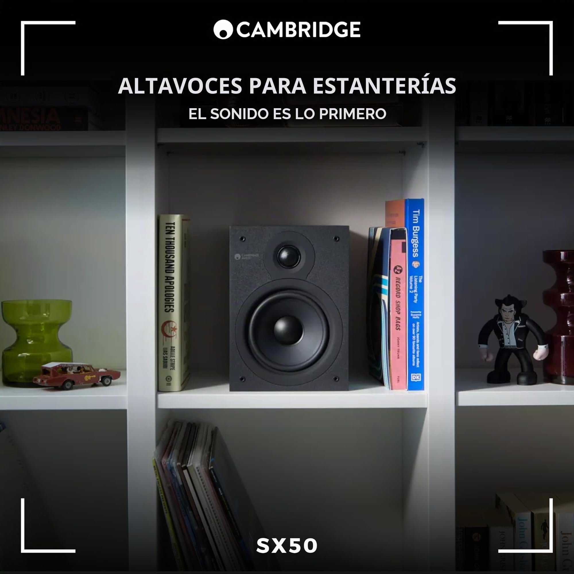 Cambridge Audio SX50 - Par de Altavoces compactos pasivos con Cable para Sistema de Cine en casa o HiFi - Optimizados para una Respuesta de frecuencia Suave y Uniforme - Negro Mate