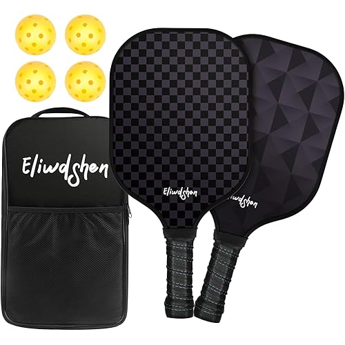 Pickleball Paddles, Fiberglass Pickleball Set of 2, 4 Pickleball, Portable Carry Bag