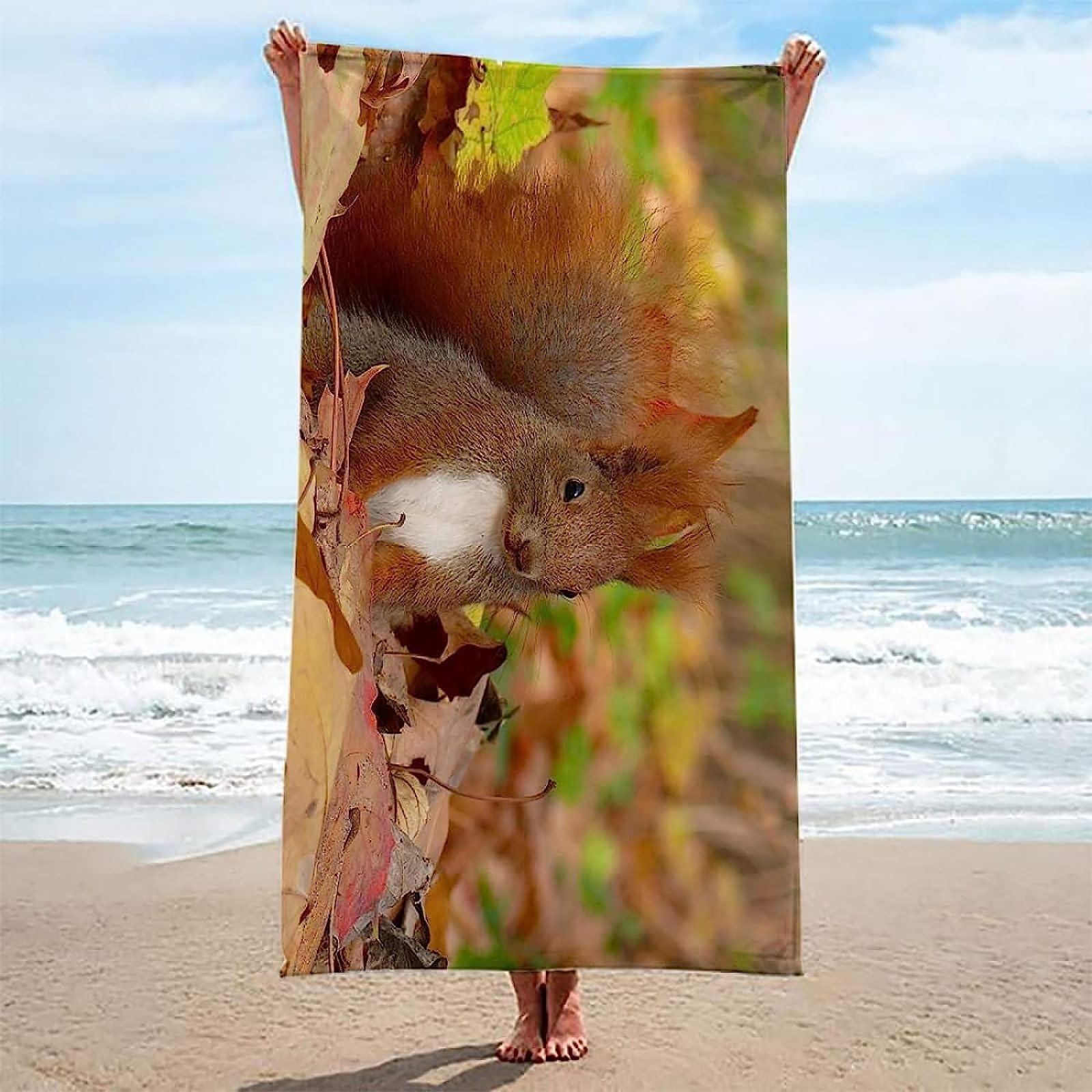Scoiattolo Telo Mare Grande 150x200, Microfibra Asciugamano da Spiaggia, 3D Teli Mare Scoiattolo, Asciugatura Rapida Antisabbia Adulti Bambini Teli Mare per Nuoto Campeggio Viaggio