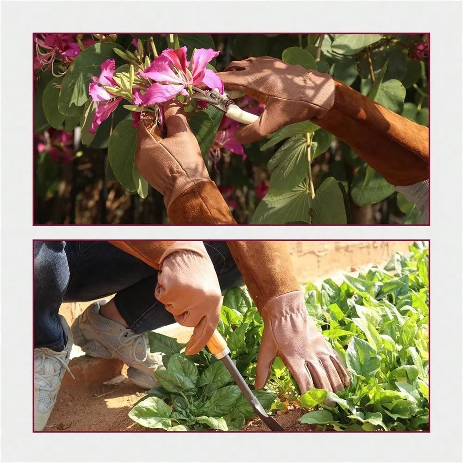 1 par de guantes largos jardinería Para jardinería