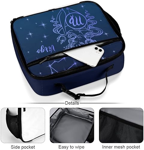 Miniatura 5 de Muishi Fiambrera reutilizable con signo del zodiaco Virgo, bolsa de almuerzo aislada, bolsa de almuerzo para comida y comida, bolsa de mano para