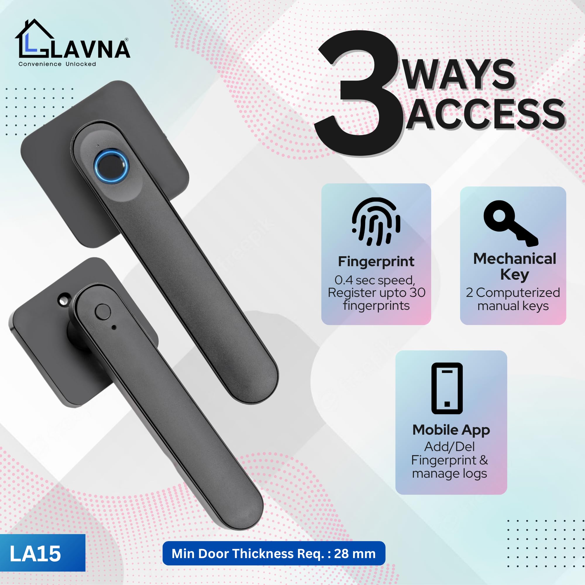LAVNA Smart Door Lock - Fingerprint, App & Key -3