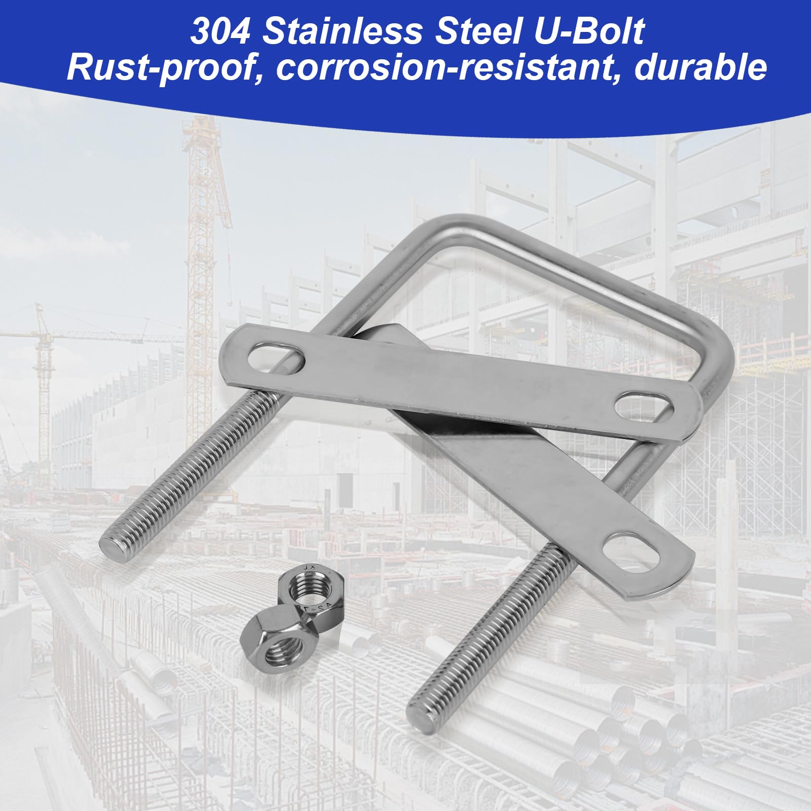 Bulloni Acciaio Inox 4 Viti A U M10 In Acciaio Inox - 80x150mm Con Contropiastre Per Fissaggi Viti Per Serramenti Inox - Foto 13