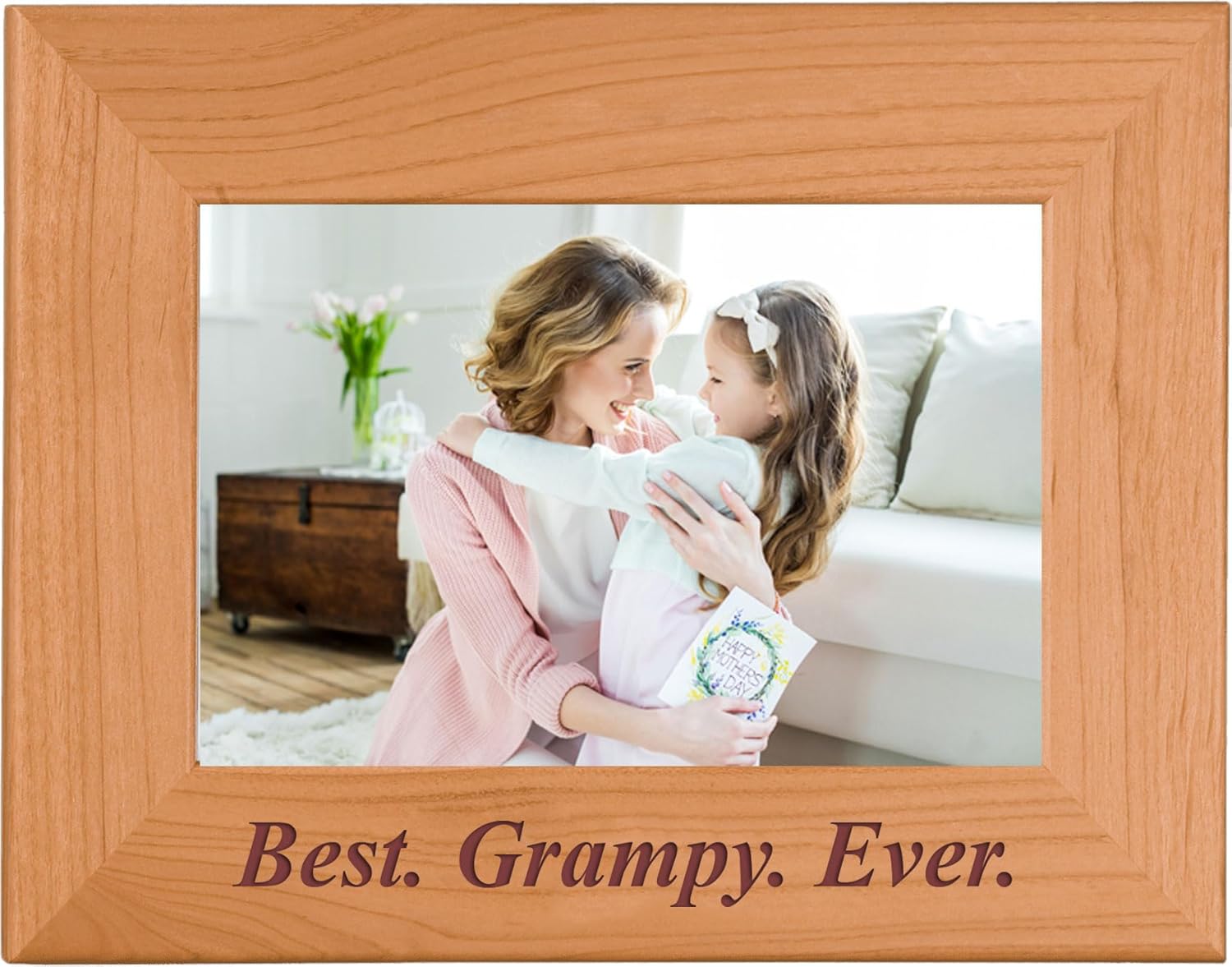CustomGiftsNow Best Grampy Ever - Engraved Wood Picture Frame (4x6 Vertical)