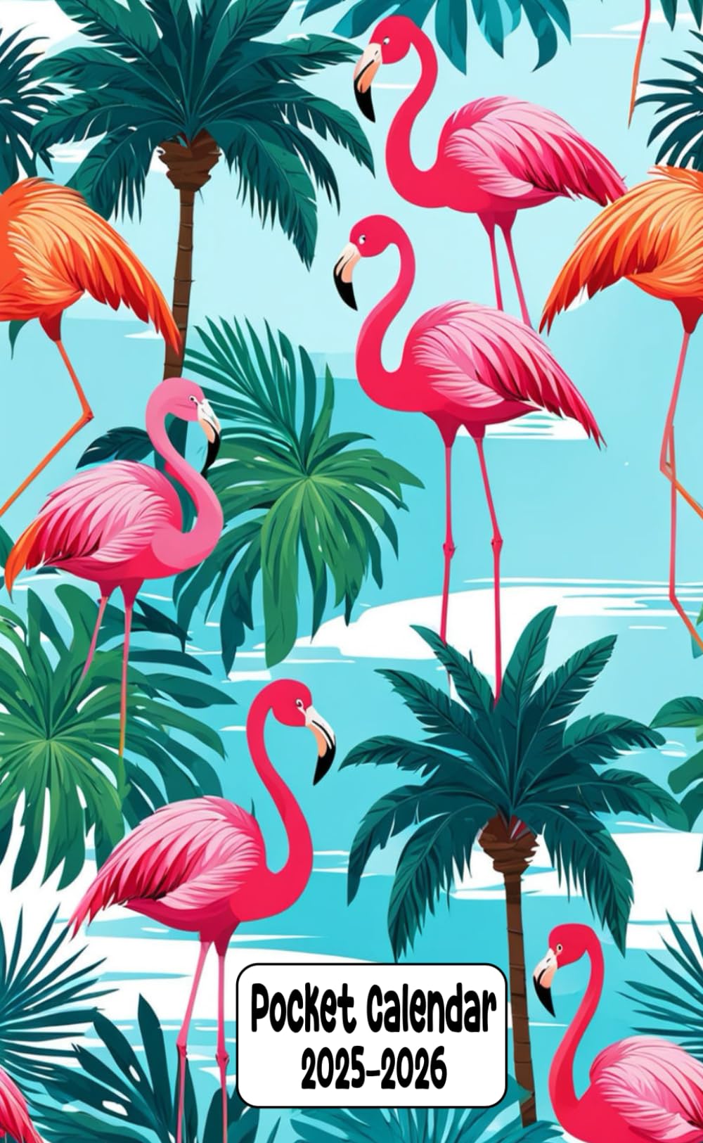 20252026 Pocket Calendar Flamingo Cover, 2Years Small Size 4*6.5