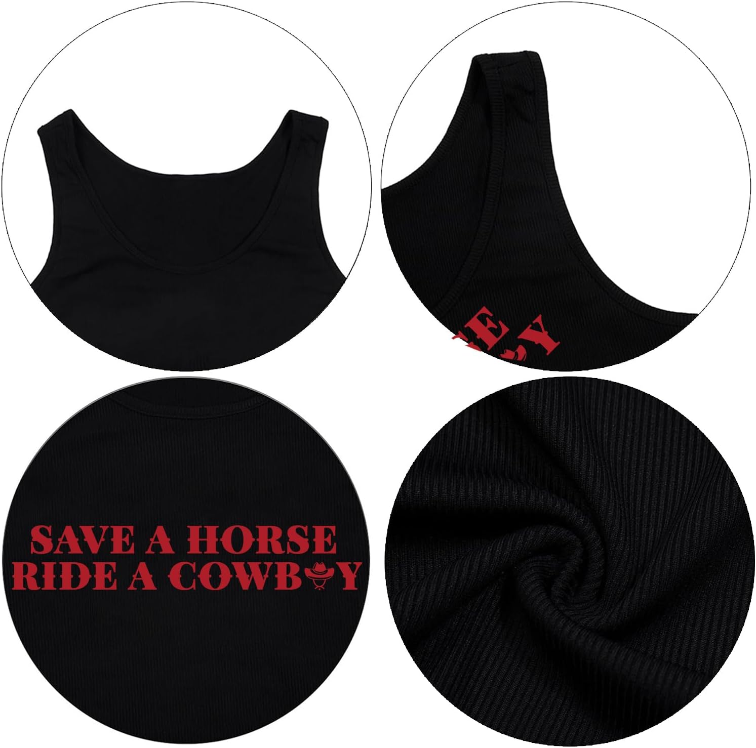 Sleeveless Cowgirl Crop Top for Women Summer Western Tank Tops Rodeo Cowboy Graphic Shirts Chic Country Concert Outfit - Image 6