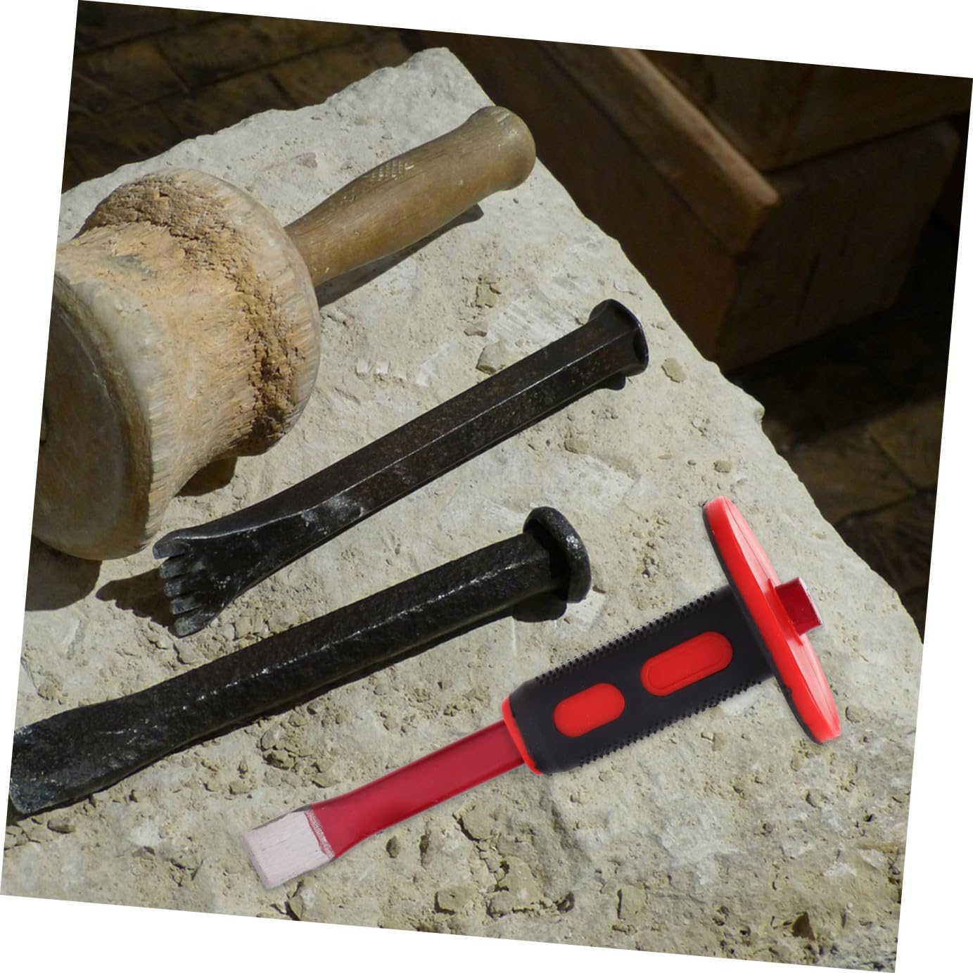 Set di Scalpelli per Muratura, Acciaio al Cromo-Vanadio con Protezione in PVC, per Incisioni Precise e Divisione di Pietra, Mattone e Calcestruzzo