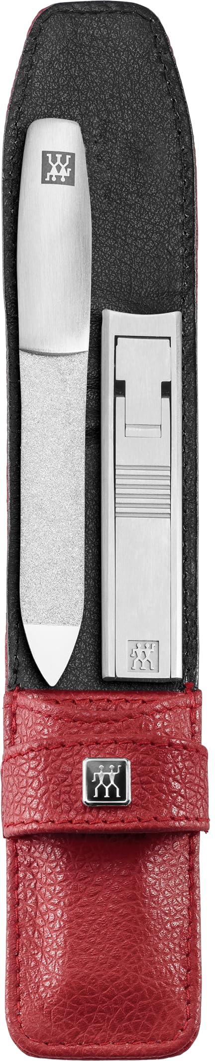 ZWILLING Maniküre Nagel Set 2-teilig, Pediküre Pflege für Hände und Füße, Rindleder, Premium, Rot