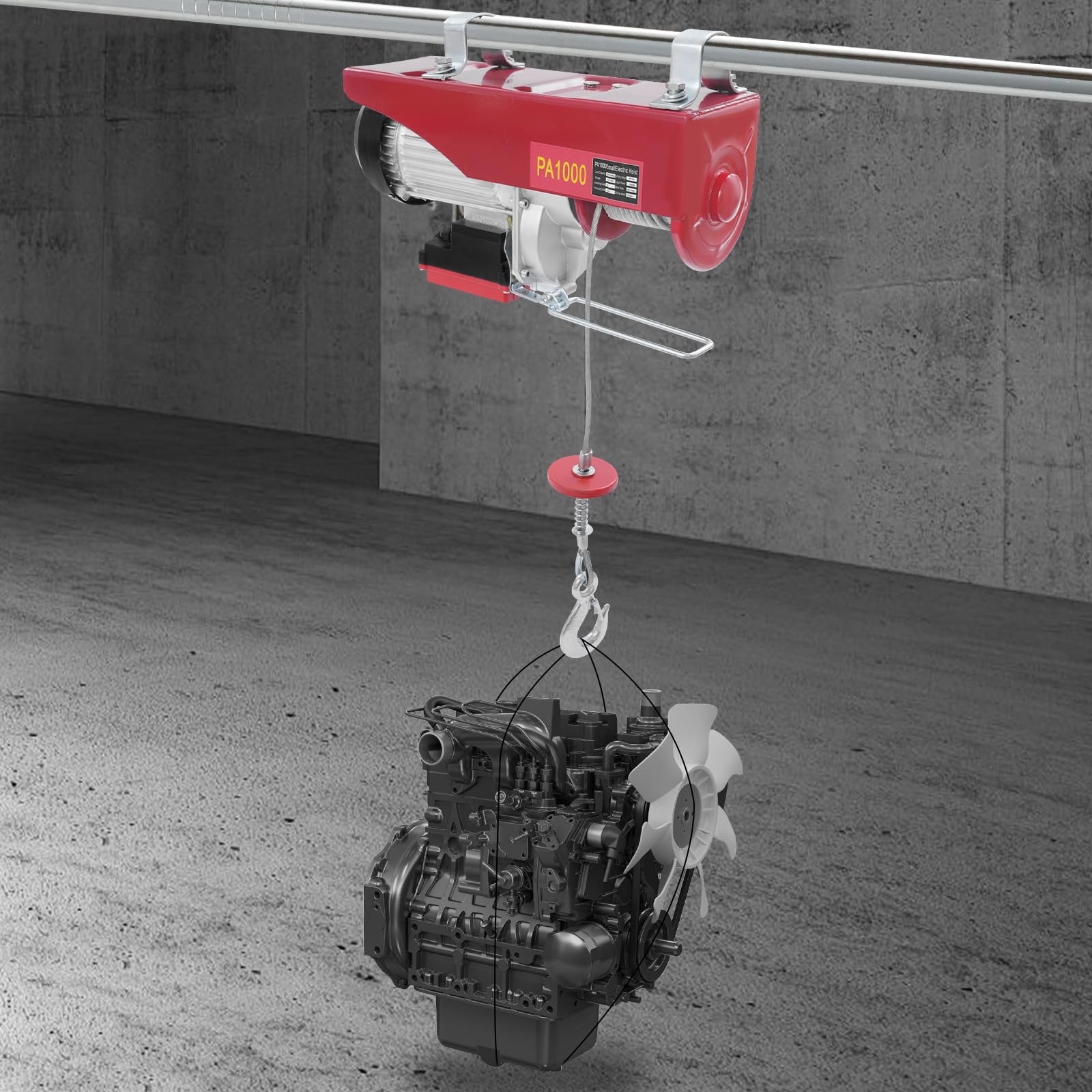 Elektrischer Hebezug 1800W 1000kg Seilhebezug mit Kabelloser Fernbedienung 12m Hubhöhe Motorwinde