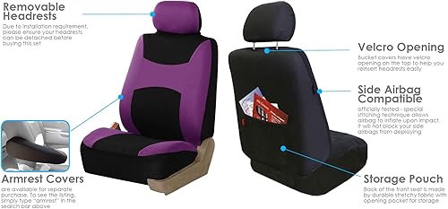 Miniatura 4 de FH Group Light & Breezy - Fundas de tela para asiento de auto, juego de tres filas para 7 asientos - Compatible con bolsa de aire y asiento dividido