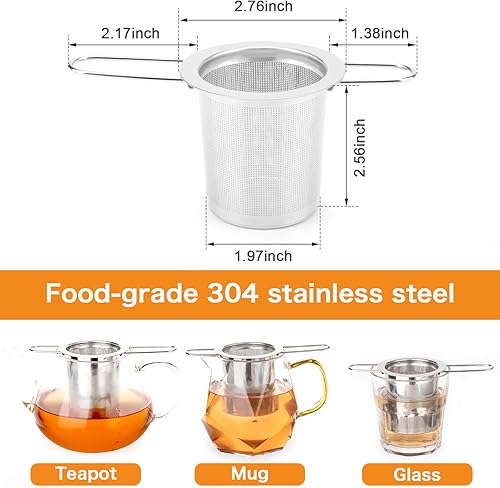 Miniatura 2 de Infusor de té, colador de té de acero inoxidable sentado en tazas, infusor de té para té suelto, difusor de té de mango largo, filtros de té, té de