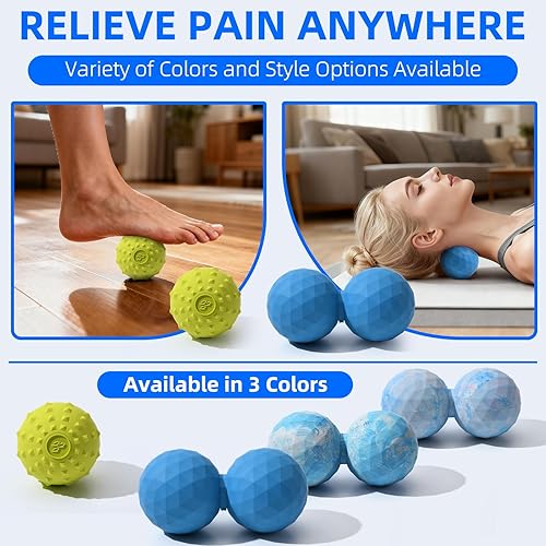 Miniatura 3 de Juego de bolas de masaje Peanut & Spiky, rodillo de maní de lacrosse doble + bola firme con puntas para liberación miofascial de tejido profundo,