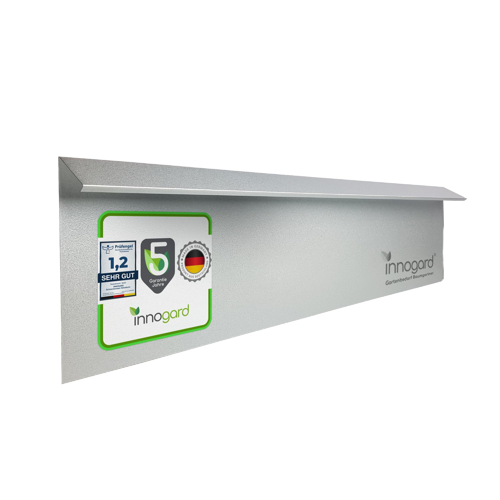 innogard 6027-002 – Schneckenzaun Typ 2 – Galvalume Alu-Zink – Seitenteil 25 x 0,05 cm, 1 Stück – Länge 1 m