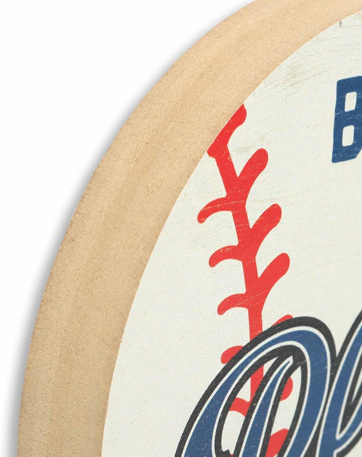 Open Road Brands Born to Play Ball Baseball Shelf Sitter Decor - Fun Chunky Wood Block Baseball Decoration for Kids' Bedroom or Man Cave, White/Blue