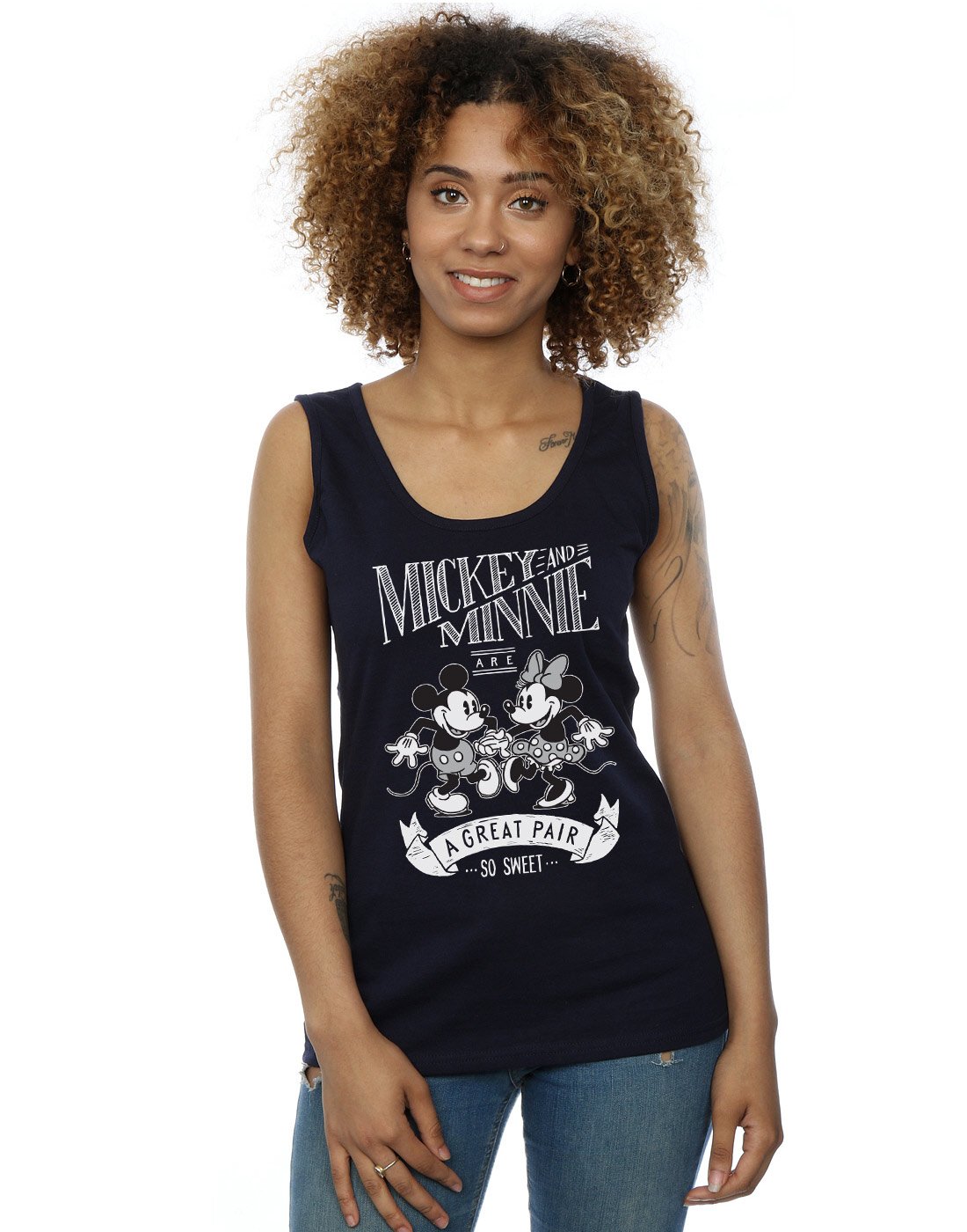Absolute Cult Women's Navy Blue Disney Mickey And Minnie Mouse Great Pair Vest X-Large