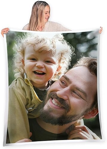FrameStory Manta personalizada con fotos y texto, totalmente personalizable con tus fotos y mensajes, manta de forro polar suave y suave, 50 x 60