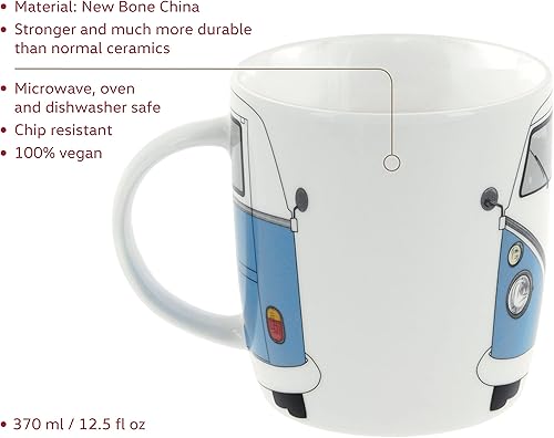 Miniatura 3 de BRISA VW Collection - Taza grande de cerámica para café, té y capuchino, diseño de autobús T1 (12.5 fl oz12.5 fl ozfrente de autobús) (azul)