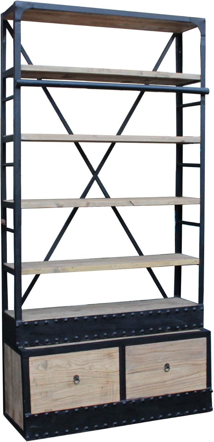 Iron Frame Driftwood Shelves Industrial Bookcase Display Cabinet Acs5414