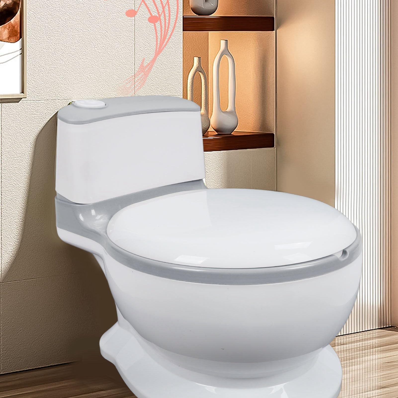 Toilette per l'addestramento al vasino, toilette in plastica per bambini Sedia portatile per vasino per bambini Sedile regolabile per l'addestramento al vasino per bambini (GREY)