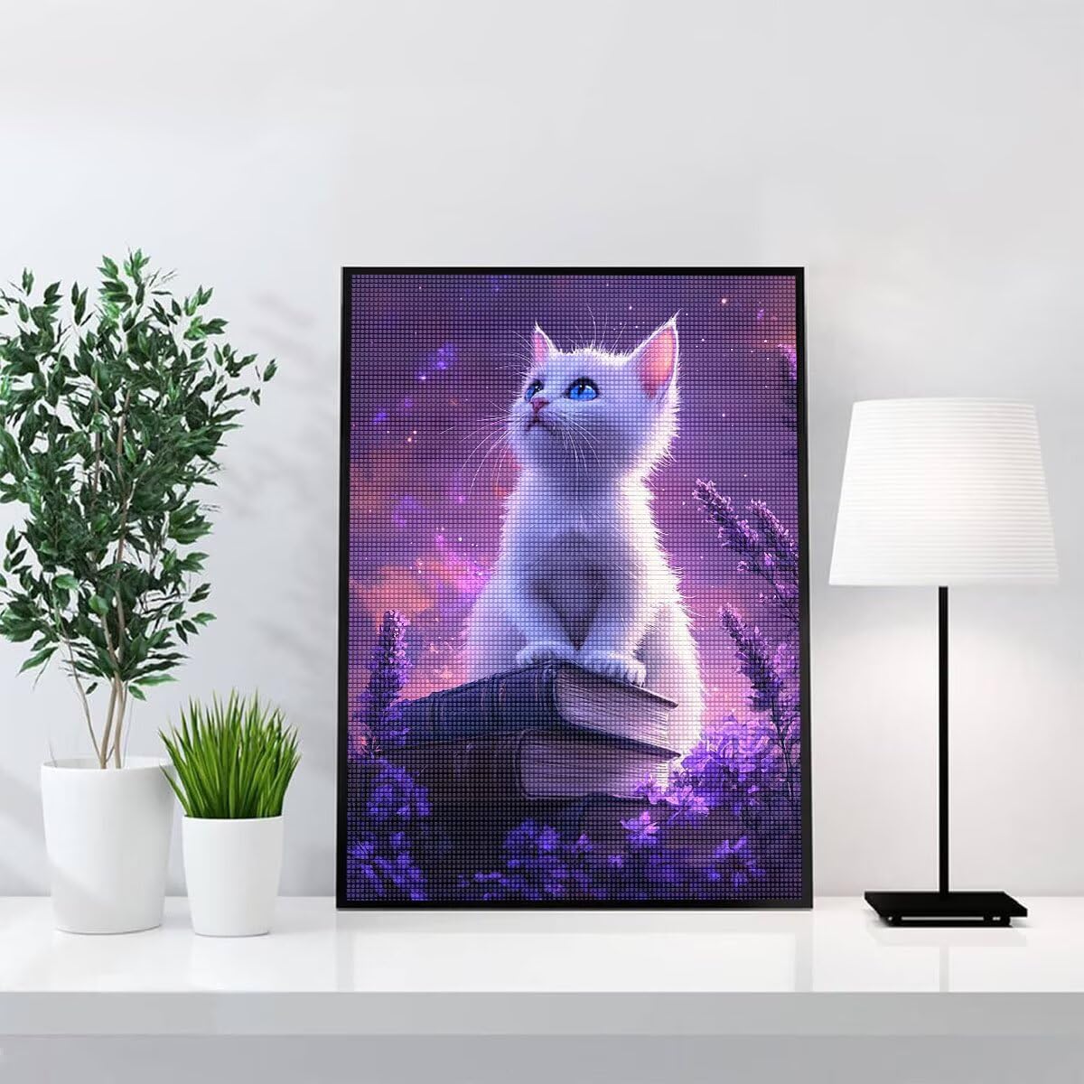 Diamond Painting Kit Completo, Diamond Painting Gatto, 5D Pittura Diamante Kit Manualidades Adultos DIY Diamantini Crystal Art Disegni Ricamo a Punto Croce Artigianale, 60x90cm Cielo Stellato j0-993