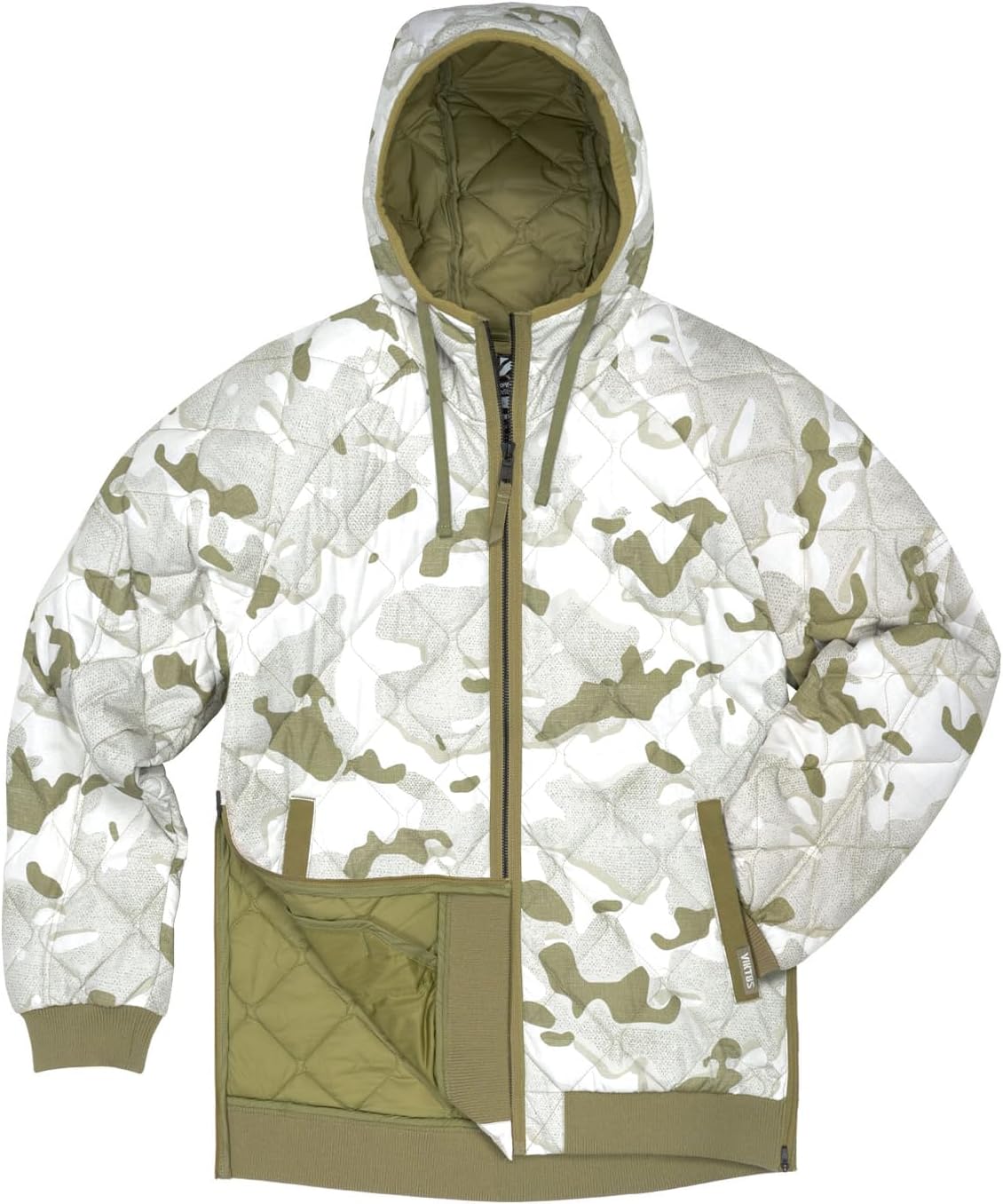 VIKTOS Men's Operatus Camo Insulated Warm Lightweight Full Zip Quilted Tactical Outdoor Casual Jacket with Drawstring Hood