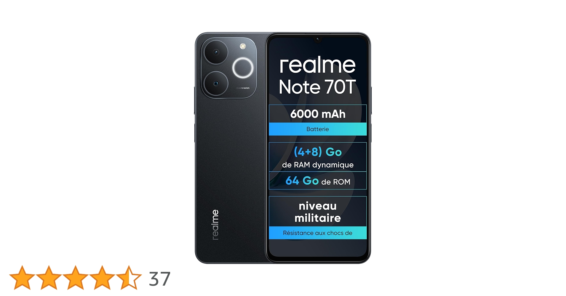 realme Note 70T Smartphone 4+64 Go, écran 6,75'' 90 Hz