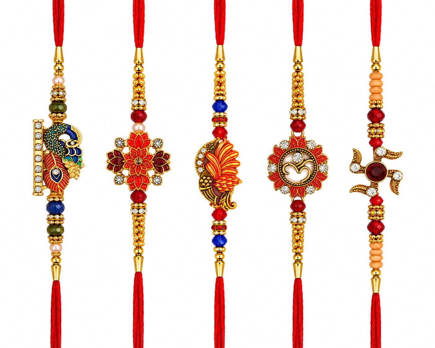 l.o.f fancy ethnic rakhi | decorative raksha bandhan thread for bhai | fancy designer thread for brother combo rakhi combo for brother | pack of 5
