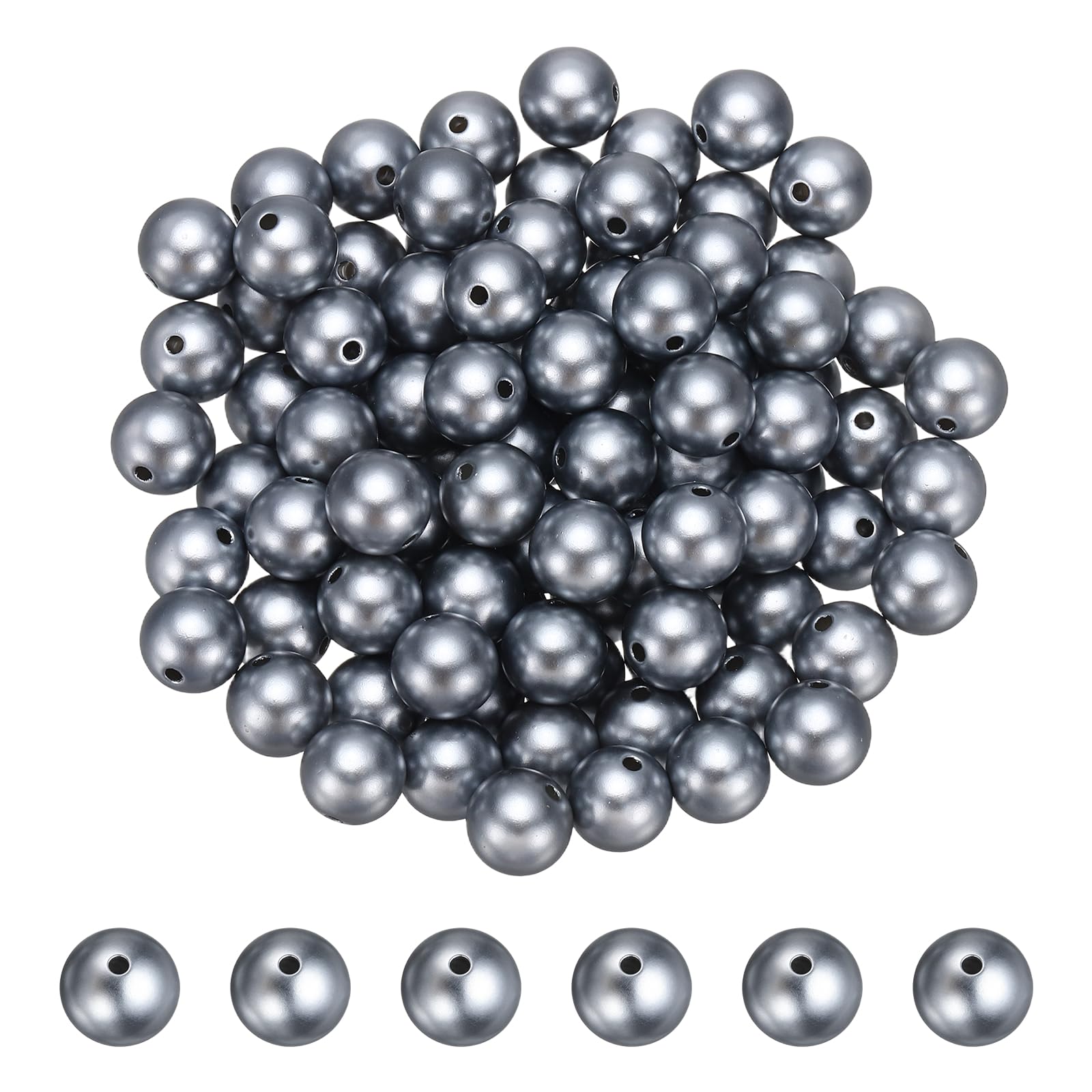 PATIKIL 10mm Colored Pearls, 200Pcs Pearl Beads for Jewelry Making Round Craft Beads with Holes for Jewelry Making DIY Crafts Necklace Bracelet Earring Sewing Home Decor, Silver