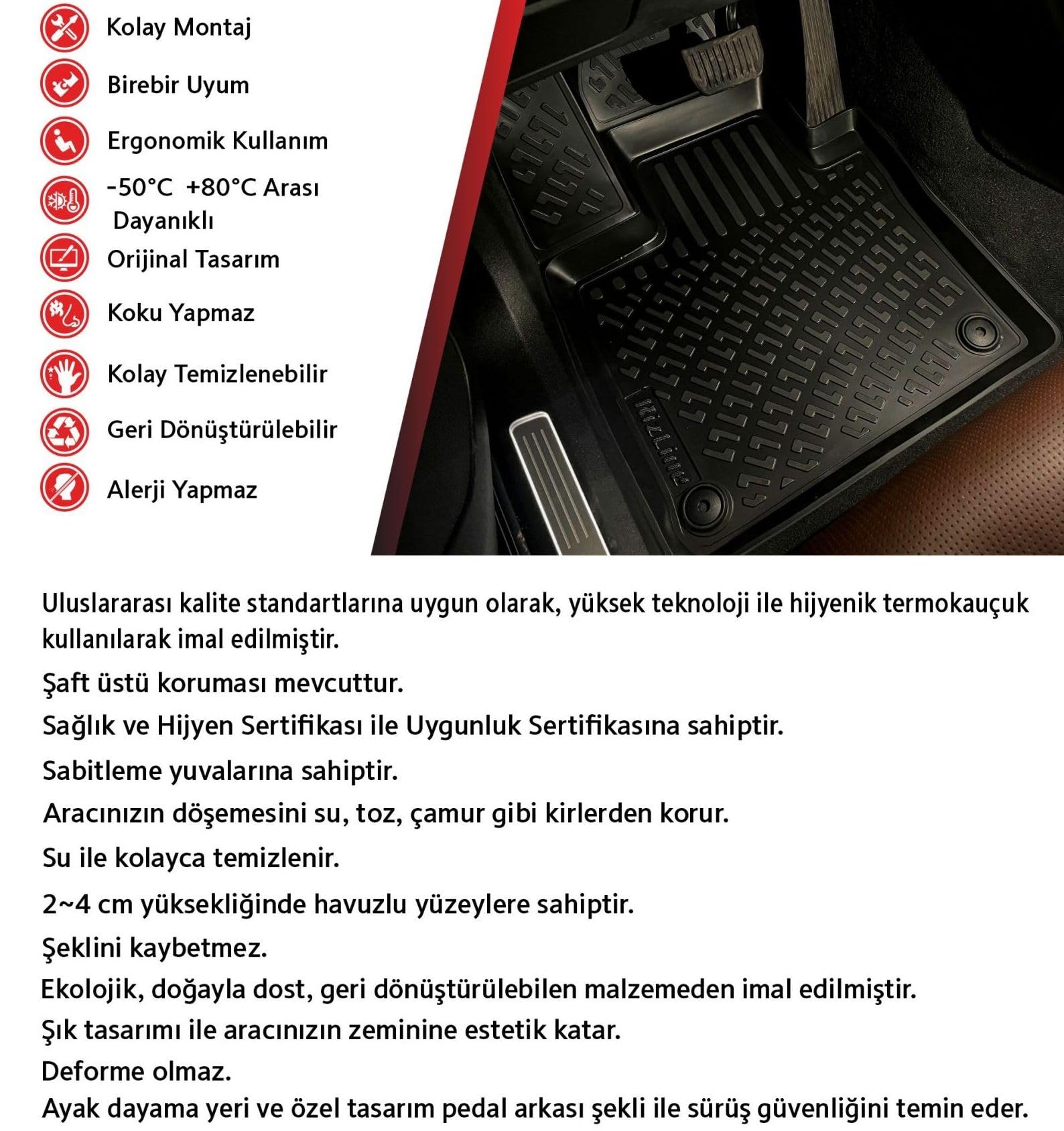 Rizline Dacia Duster 4WD 2018-2022 3D Havuz Paspas