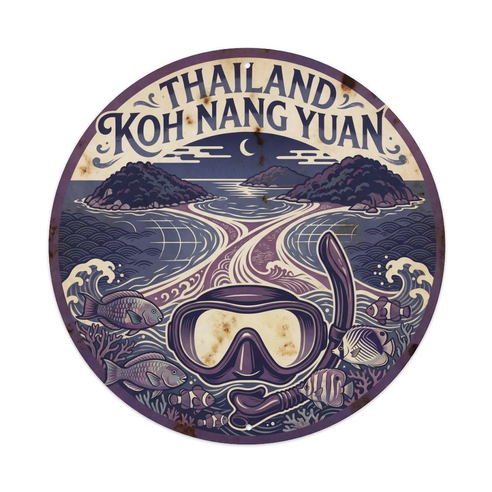 Thailand Koh Nang Yuan Ocean Island Coastal Travel Metal Tin Sign
