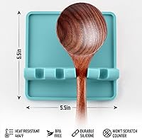 Vista 4 de Zulay Kitchen - Reposa utensilios de silicona con bandeja antigoteo para múltiples utensilios de cocina, reposacucharas sin BPA y resistente al